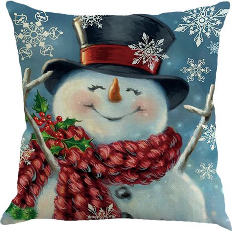 1 Taie d'oreiller, 45x45 cm, motif Joyeux Noël, lin, salon, chambre (1/5)