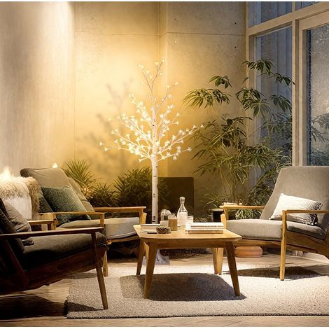 Arbre lumineux LED 150 cm en plastique blanc 120 LED blanc chaud pour extérieur couvert - CHICFURN (1/5)