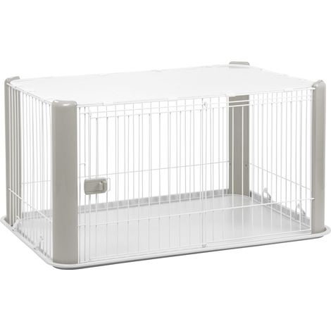 Iris Ohyama, Parque, Recinto, Oruga, Interior, Puerta corredera con pestillo, Ganchos para facilitar el montaje, Ventilación óptima, Para perros, CLS-1130, Gris