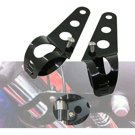 2 Supports de Phare Motos Noirs, Étriers Réglables de Montage Avant pour Fourche 35-43mm (1/5)