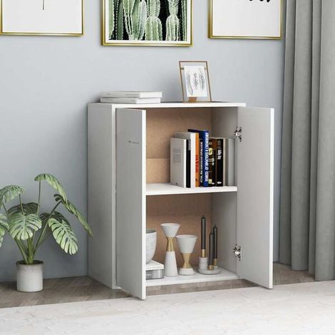Buffet de Cuisine Blanc 60x30x75 cm, Meuble Rangement Bois d'Ingénierie avec Étagères, Console Entrée Moderne et Compacte pour Salon, Salle à Manger (1/5)