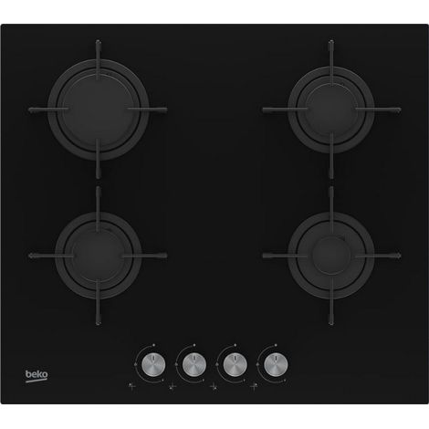 piano cottura a gas 60cm 4 fuochi 7400w vetro nero - HILG64221S - Beko