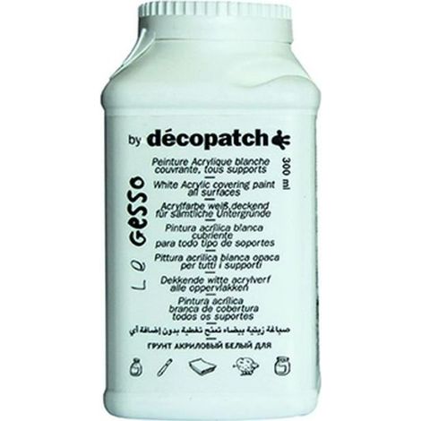 Colle DECOPATCH Gesso 300g - Marque DECOPATCH - Pour papier mâché, carton, bois, tissu, poterie, châssis entoilé
