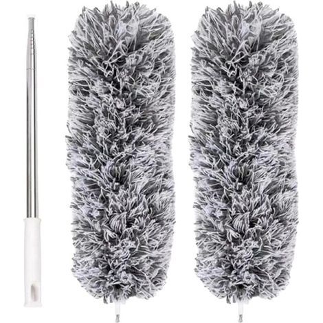 Plumeau Extensible en Microfibre avec Perche télescopique en Acier 110 po et tête Nettoyage Pliable Plumeau Plafond Lavable (1/5)
