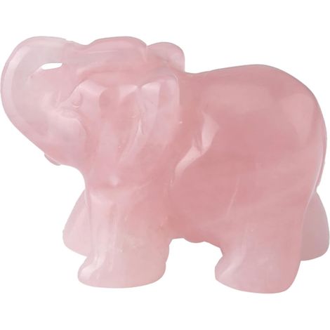 Quartz Rose Éléphant en Cristal - Figurine 1.5 Inch, Ornement Sculpté, Mini Statue, Art de Collection, Décor pour la Maison, Cadeau (1/4)