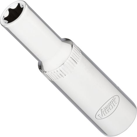 VIGOR T Steckschlüsseleinsatz, lang, V7014-10, 3/8 Zoll (10 mm) Vierkant, E Profil, SW E10 (1/2)