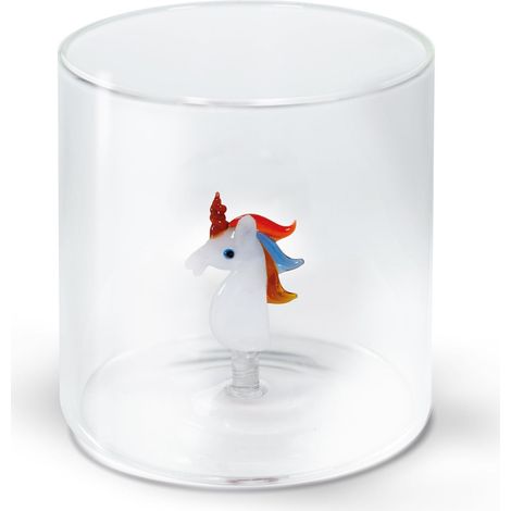WD LifeStyle Bicchiere Vetro Borosilicato Cc 250 ml Decoro Unicorno