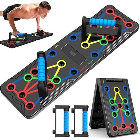 Push Up Board - 15 Angled Slots - ABS Material - Non Slip Base - Foldable Design - For Home Outdoor Training - 1 Piece (1/3)
