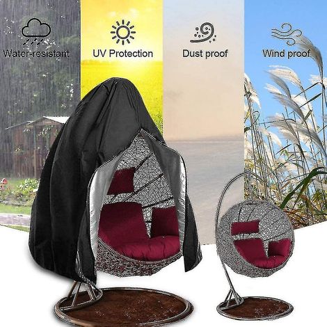 Housse noire pour fauteuil suspendu, housse de protection pour fauteuil œuf, housse de protection pour fauteuil suspendu de jardin contre le vent (1/4)