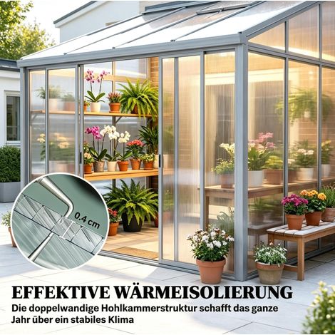 Plaques alvéolaires en polycarbonate 4 mm transparent 120x60 cm, UV, pour serre moderne FloraGrace (1/5)