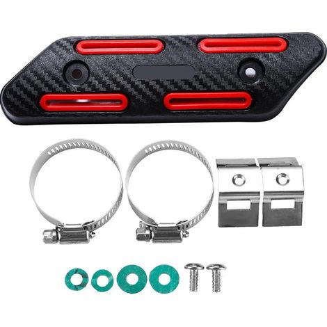 Écran de protection thermique pour pot d’échappement Silencieux D'échappement Tuyau Protecteur Thermique garde anti-brûlure universelle de moto Protecteur de bouclier thermique d'échappement (1/5)