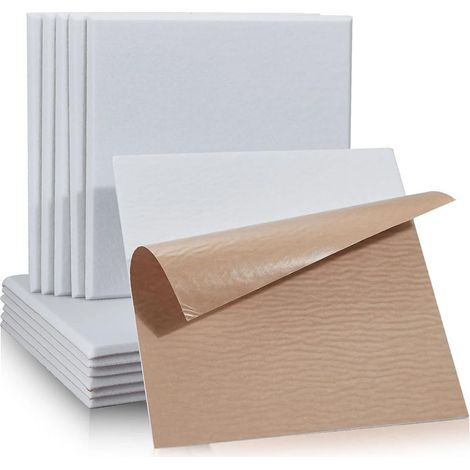 Panneaux acoustiques autocollants carrés blancs (lot de 12), isolation phonique haute densité pour murs et plafonds (1/5)