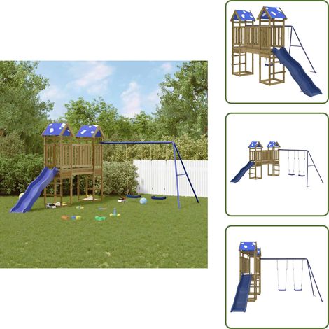 Kinderspielplatz - vidaXL Spielturm Imprägniertes Kiefernholz - Holzschaukel (1/5)