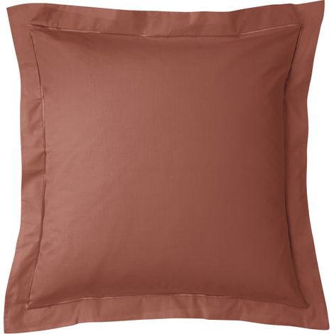 Taie d'oreiller percale de coton peigné "Julian" toutes dimensions Coton Pur - Julian Terracotta - Taie d'oreiller 65 x 65 cm finition points bourdon