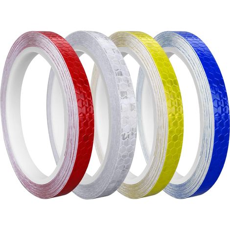 rollos de cinta reflectante, 10 mm x 8 m, cinta de señalización de seguridad, cinta reflectante impermeable de alta visibilidad para coches, carreteras, bicicletas y cascos de motocicleta.