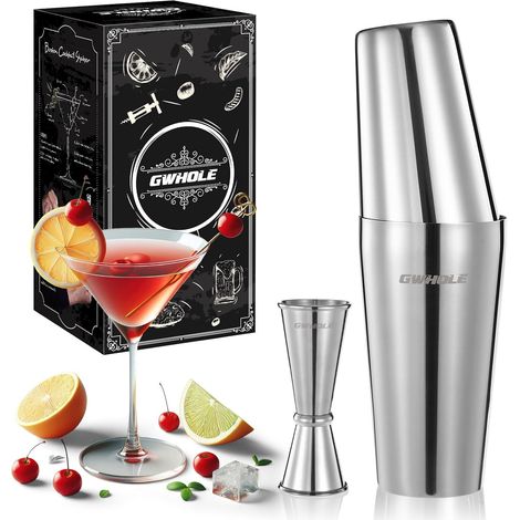 Shaker Boston 750ml+550ml INOX 304 avec Doseur 50/25ml Shaker à Cocktails, Fermeture Hermétique Anti-Fuite, Déboîtage Facile, Outils de Barman Pour Restaurant Bar Famille (1/5)