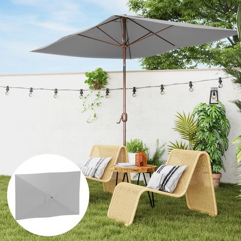 Toldo de Recambio de Sombrilla de 3x2 m Toldo de Repuesto para Sombrilla con Ventilación Superior Protección UV 50+ Gris (1/5)