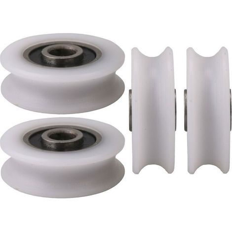 Ulisem 4pcs 4x20x6.5x7.4mm Blanc Intérieur Dia 4MM U-Groove Nylon Poulie Roue pour Porte Coulissante (1/3)