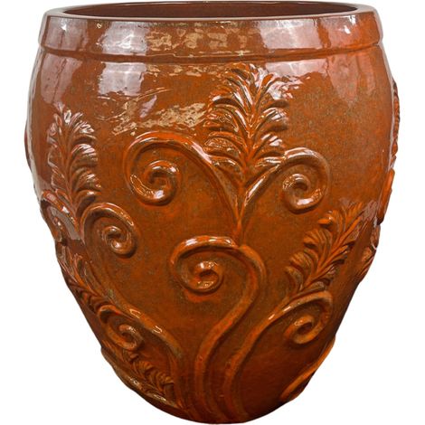 Keramischer Blumentopf Gaia - Herbstorange - Ø 53 cm ↑ 57 cm (1/5)