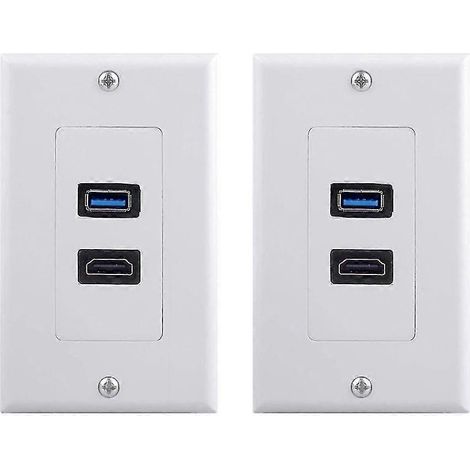 prises murales femelles 2 ports + USB 3.0, blanc (1/5)