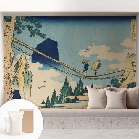 Papier peint intissé mural avec imprimé motifs décoratifs - style contemporain - Colle incluse gratuite Pont de montagne 208x146 cm (1/5)