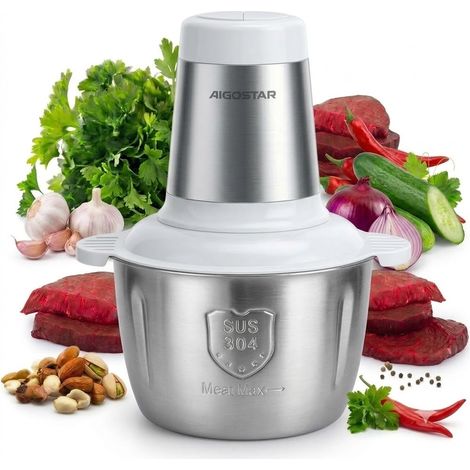 Aigostar Tritatutto Elettrico 300W Ciotola Inox 1.8L Lame 3D Acciaio Inossidabile (1/5)