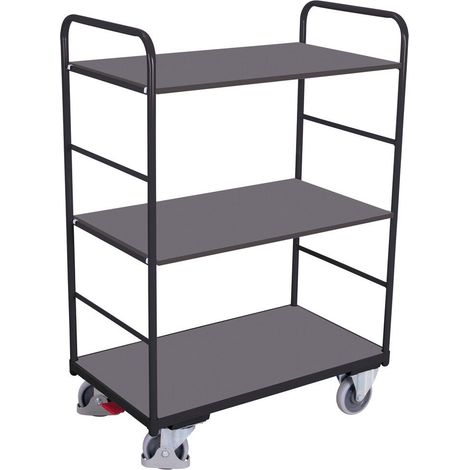 VARIOfit Etagenwagen, hoch mit 3 Ladeflächen 850x500mm Anthrazitgrau RAL 7016