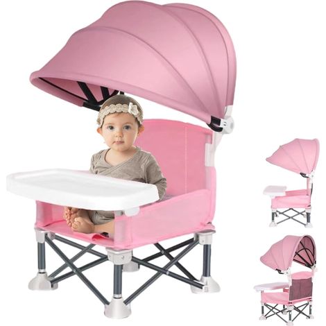 Siège rehausseur pliable pour bébé, chaise haute de voyage pour tout-petits avec plateau amovible pour intérieur et extérieur, assise ouverte, chaise d'appoint pliante pour nourrisson (1/5)
