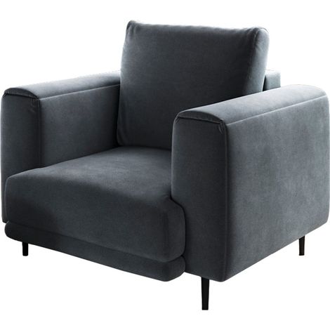 Fauteuil en velours DAVINA - Douceur luxueuse-Gris (1/5)