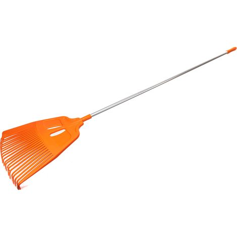 KOTARBAU® Rateau à Feuilles - Plastique - 27 Dents - Orange - avec Manche en Aluminium - Râteau Jardin - Balai à Gazon - Ramasse Feuilles - Léger - Résistant - Entretien Jardin (1/5)