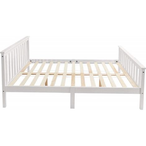 Letto matrimoniale 140 x 200 cm in legno di pino bianco con rete a doghe (1/5)