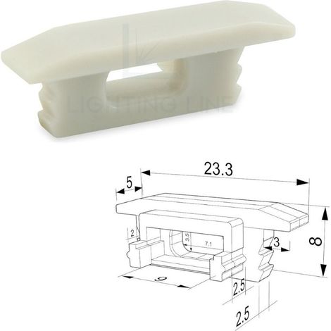 TAPPO GRIGIO PER PROFILO LED A INCASSO CON FORO PASSACAVO LEDPOINT (1/2)