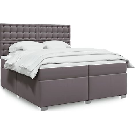 Boxspringbett mit Matratze Grau 200x200 cm Kunstleder (1/5)