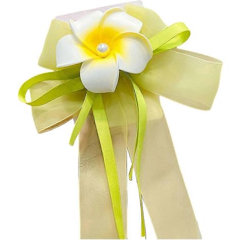 Chouchou à fleurs avec ruban de fausses perles, élastique à cheveux, accessoire pour cheveux avec nœud papillon.-E (1/5)