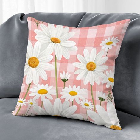 Housse de coussin fleurs imprimées, décoration canapé,45×45cm (1/5)