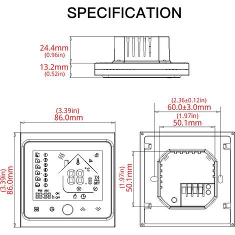 Thermostat Wi-Fi programmable à écran tactile avec régulateur de température intelligent pour chaudière électrique/à eau/à gaz et chauffage au sol. (1/5)