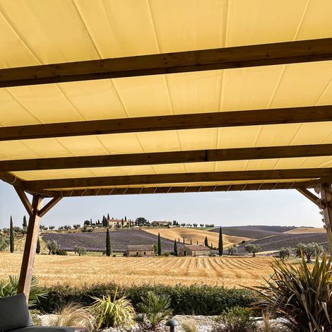 Elfenbeine Pergola-Plane 2x3,5 m Sonnenschutz - 15 Jahre Garantie TECPLAST - XP680M2PR - Wasserdichte Pergola-Plane - Made in France.