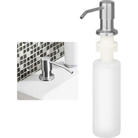 Integrated liquid soap dispenser with 350ml bottle, dishwashing liquid pump for sink, dishwashing liquid dispenser for kitchen - AquaForge (1/5)