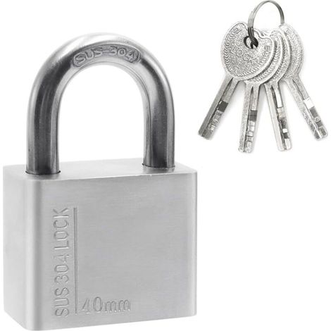 1 cadenas, acier inoxydable 304, étanche, 4 clés, antivol, pour vélo porte garage (1/5)