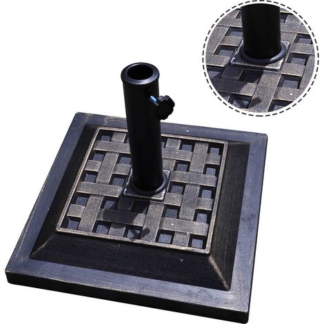 Base per ombrellone quadrata supporto per ombrellone φ38mm o φ48mm 440 x 440 x 330 mm stabilità ottimale design classico in resina color bronzo 200020887