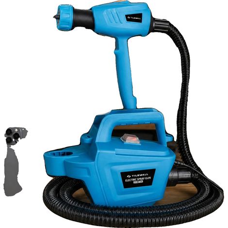 Pistola pulverizadora de pintura, depósito desmontable de 1300 ml, 3 tamaños de boquilla, color azul, enchufe europeo de 100 V-240 V. (1/2)