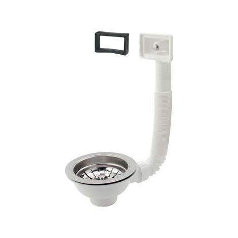 Pilettone Basket Lavello Inox con Troppo Pieno 11/2 F 2 Pezzi