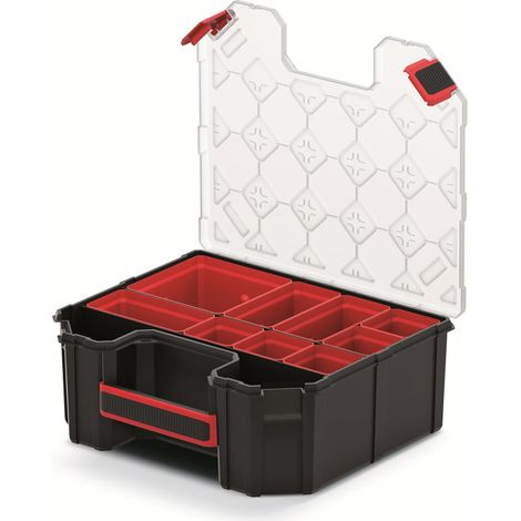 Boîte de rangement pour accessoires et petites pièces - 284 x 243 x 105 mm - Boîte à vis avec 7 boîtes intérieures amovibles - Boîte de tri - Boîte à outils robuste pour atelier (1/5)