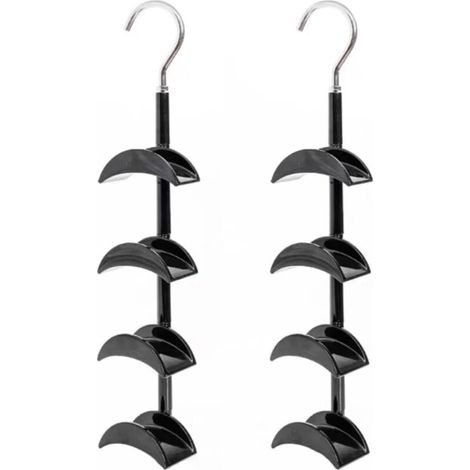 Juego de 2 organizadores giratorios de 360° para bolsos, corbatas, sombreros, cinturones y bufandas (2 piezas, color negro).