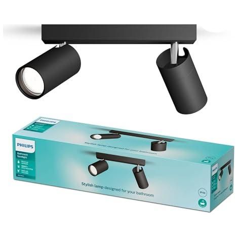 Philips Idris Foco de techo negro doble cabeza IP44