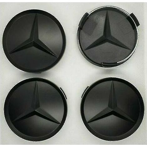 Mercedes Matt Black Center Hub Alloy Wheel Caps 75mm Set Of 4 Pcs