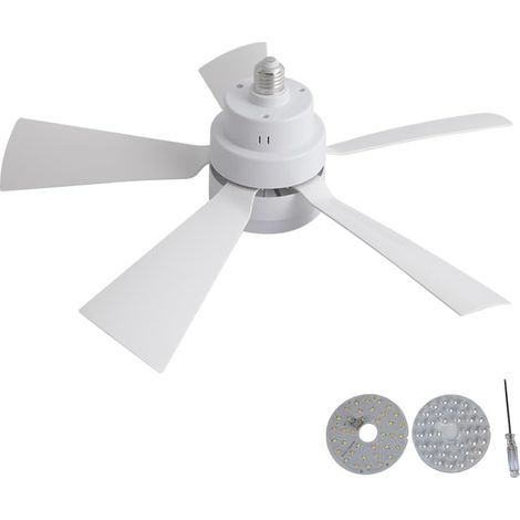 Deckenventilator mit Licht und Fernbedienung, 40 W E27/E26 LED-Ventilatorleuchte, 3 Farben, dimmbar, Timer, leise, 3 Geschwindigkeitsstufen, für Wohnzimmer, Büro, Studentenwohnheim, Schlafzimmer (weiß (1/5)