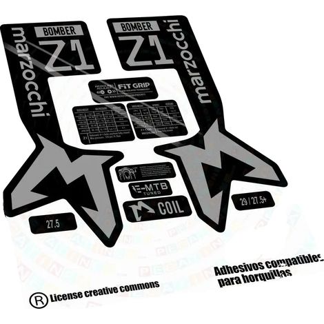 Pegatinas de vinilo de alta calidad, compatibles con MARZOCCHI BOMBER Z1 2024, color plata. (1/2)
