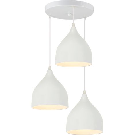 3 Flammig Pendellampe Retro Hängelampe Weiß Kronleuchter für Wohnzimmer Küche Esszimmer E27