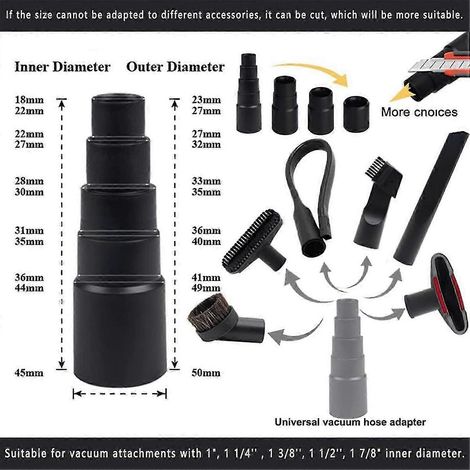 Kit de accesorios universales para aspiradora, adaptador de manguera de plástico para aspiradora en seco y húmedo de 1-1/4 pulgadas. (1/4)
